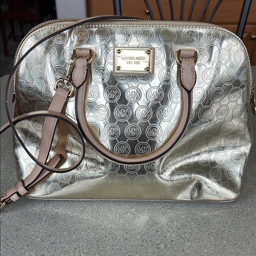 Michael Kors Gold Satchel with Structured Design